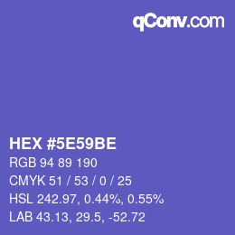 Farbcode: HEX #5E59BE | qconv.com