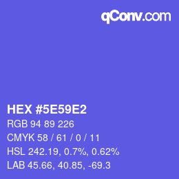 カラーコード: HEX #5E59E2 | qconv.com