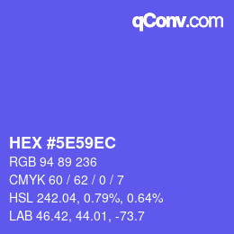 カラーコード: HEX #5E59EC | qconv.com