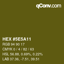 Farbcode: HEX #5E5A11 | qconv.com