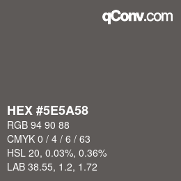 Color code: HEX #5E5A58 | qconv.com
