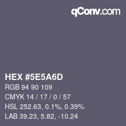 Color code: HEX #5E5A6D | qconv.com