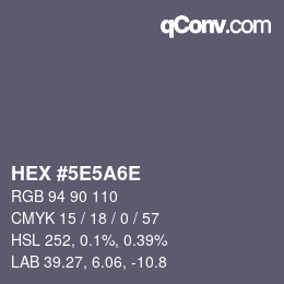 Color code: HEX #5E5A6E | qconv.com