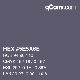 Código de color: HEX #5E5A6E | qconv.com
