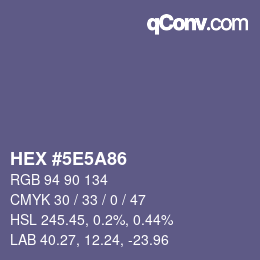 Farbcode: HEX #5E5A86 | qconv.com