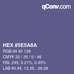 Color code: HEX #5E5A8A | qconv.com