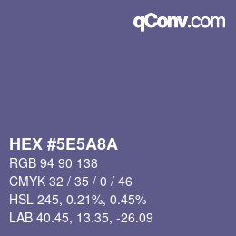Code couleur: HEX #5E5A8A | qconv.com