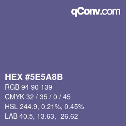 Code couleur: HEX #5E5A8B | qconv.com