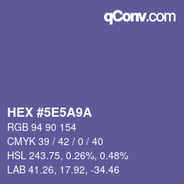 Color code: HEX #5E5A9A | qconv.com