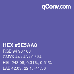 カラーコード: HEX #5E5AA8 | qconv.com