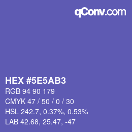Farbcode: HEX #5E5AB3 | qconv.com