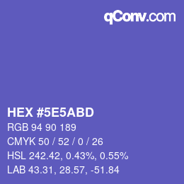Farbcode: HEX #5E5ABD | qconv.com