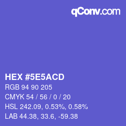 Farbcode: HEX #5E5ACD | qconv.com