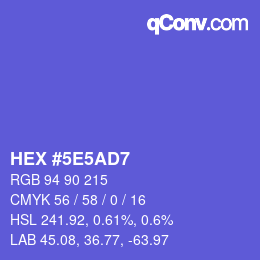 Código de color: HEX #5E5AD7 | qconv.com