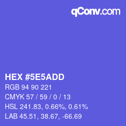 Color code: HEX #5E5ADD | qconv.com
