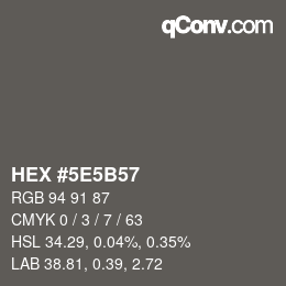 カラーコード: HEX #5E5B57 | qconv.com