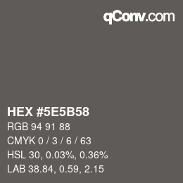 Farbcode: HEX #5E5B58 | qconv.com