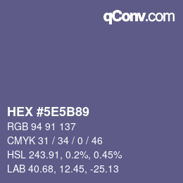 Color code: HEX #5E5B89 | qconv.com