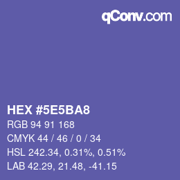Farbcode: HEX #5E5BA8 | qconv.com