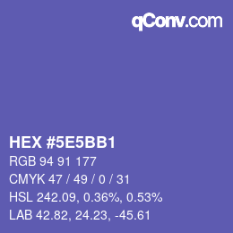 Color code: HEX #5E5BB1 | qconv.com