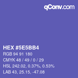 Color code: HEX #5E5BB4 | qconv.com