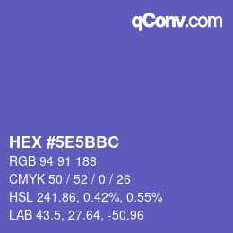 カラーコード: HEX #5E5BBC | qconv.com