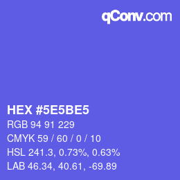 Farbcode: HEX #5E5BE5 | qconv.com