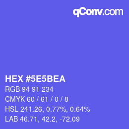 カラーコード: HEX #5E5BEA | qconv.com