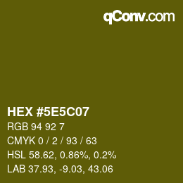 Farbcode: HEX #5E5C07 | qconv.com
