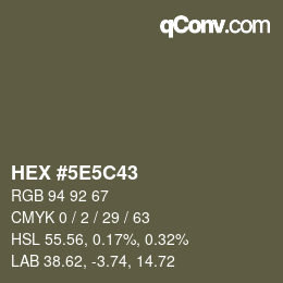 Código de color: HEX #5E5C43 | qconv.com
