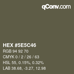 Color code: HEX #5E5C46 | qconv.com