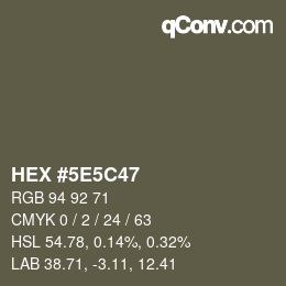 Color code: HEX #5E5C47 | qconv.com