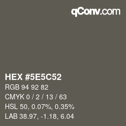 Código de color: HEX #5E5C52 | qconv.com