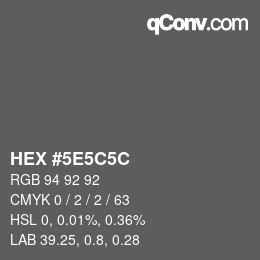 Color code: HEX #5E5C5C | qconv.com