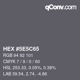 Color code: HEX #5E5C65 | qconv.com