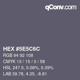 Color code: HEX #5E5C6C | qconv.com