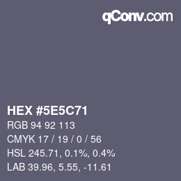 Color code: HEX #5E5C71 | qconv.com