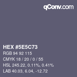 Color code: HEX #5E5C73 | qconv.com
