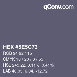 Color code: HEX #5E5C73 | qconv.com