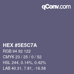 Código de color: HEX #5E5C7A | qconv.com