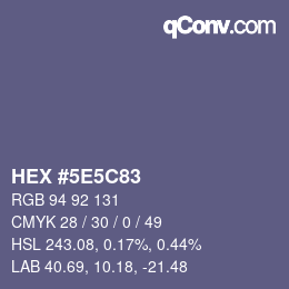 Color code: HEX #5E5C83 | qconv.com