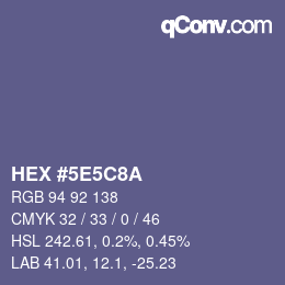 Farbcode: HEX #5E5C8A | qconv.com