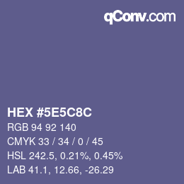 Code couleur: HEX #5E5C8C | qconv.com