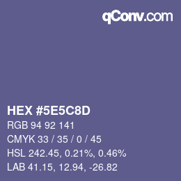 Código de color: HEX #5E5C8D | qconv.com