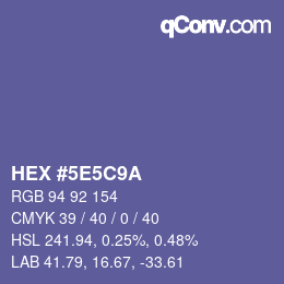 Color code: HEX #5E5C9A | qconv.com