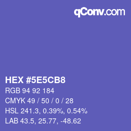 カラーコード: HEX #5E5CB8 | qconv.com