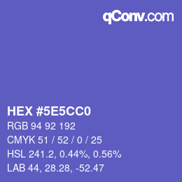 Farbcode: HEX #5E5CC0 | qconv.com