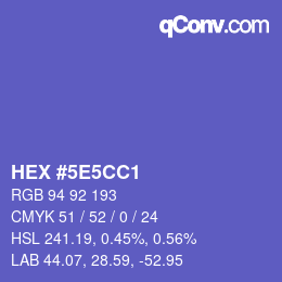 Farbcode: HEX #5E5CC1 | qconv.com