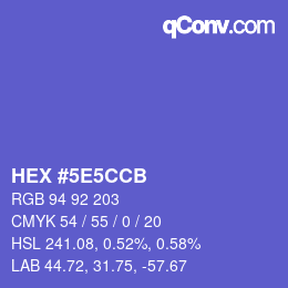 Farbcode: HEX #5E5CCB | qconv.com