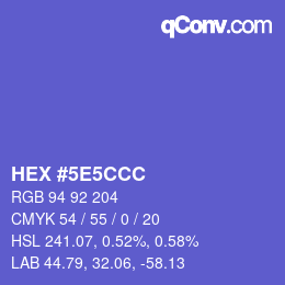 Farbcode: HEX #5E5CCC | qconv.com